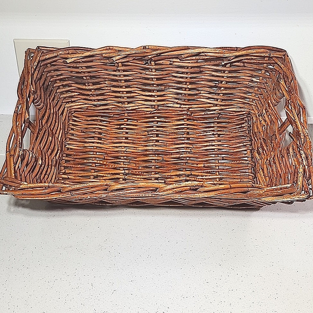 Vintage Natural Rattan  Extra Large Rectangulat Basket